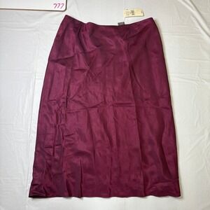 Banana Republic Womens Midi Skirt Plum Burgundy Lined Size 8 NWT (Satin Look)